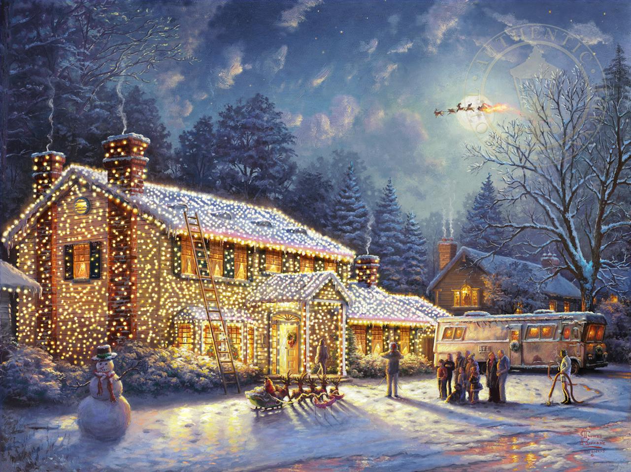 Vacaciones de Navidad del Lampoon Nacional Thomas Kinkade Pintura al óleo